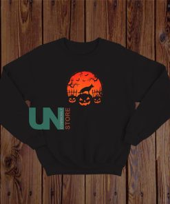 Halloween Night Pumpkins Dog Silhouette Sweatshirt