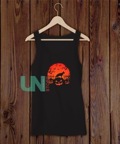 Halloween Night Pumpkins Dog Silhouette Tank Top