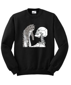 Skeleton Holding A Cat Sweatshirt