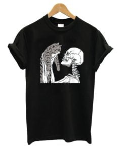 Skeleton Holding A Cat T-Shirt